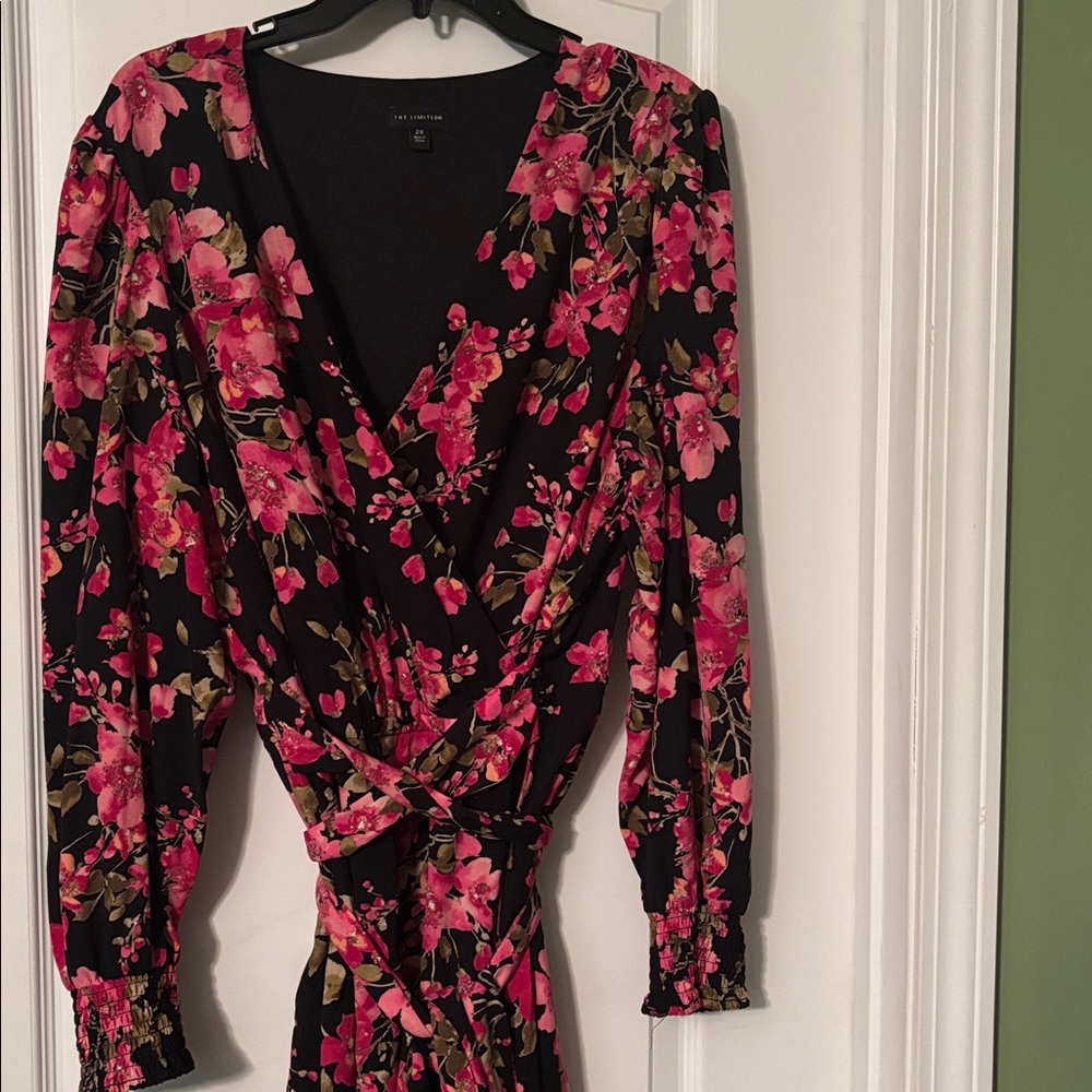 The Limited Black and Pink Floral Maxi Dress